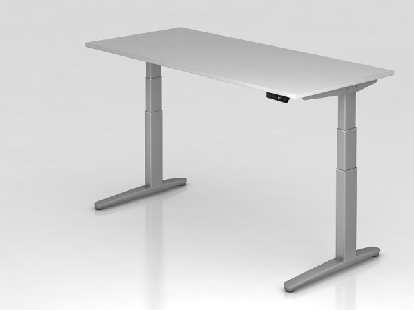 Hammerbacher elektriskt sitt-stå skrivbord 180x80cm grå/silver, rektangulär form, VXBHM19/5/SS