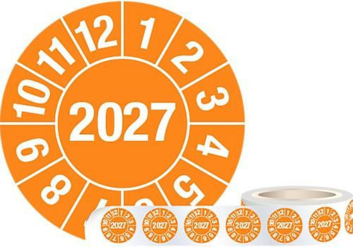 DENIOS testetikett "2027", orange, folie, 30 mm, PU: 1 rulle med 1000 stycken, 290-144