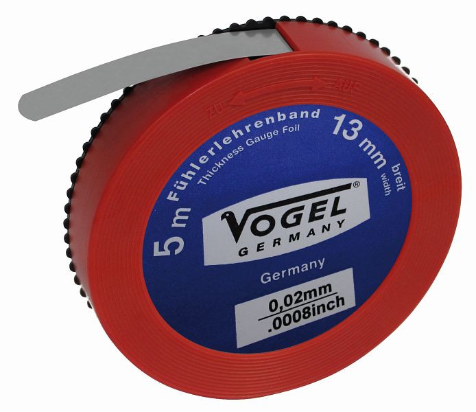 Vogel Germany måttband, härdat fjäderstål, 0,02 mm / .0008 tum, 455002