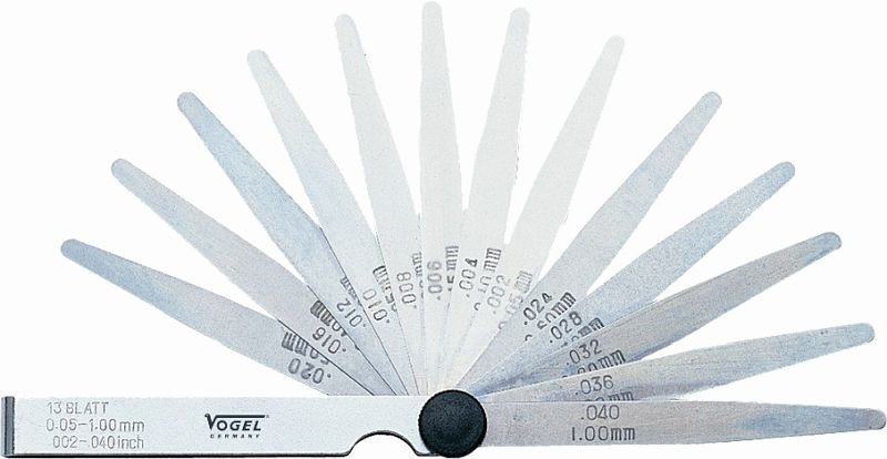 Vogel Germany känselmåttssats, individuellt i folie, 0,05 - 1,00 mm / .002 - .040 tum, 13 ark, 411005