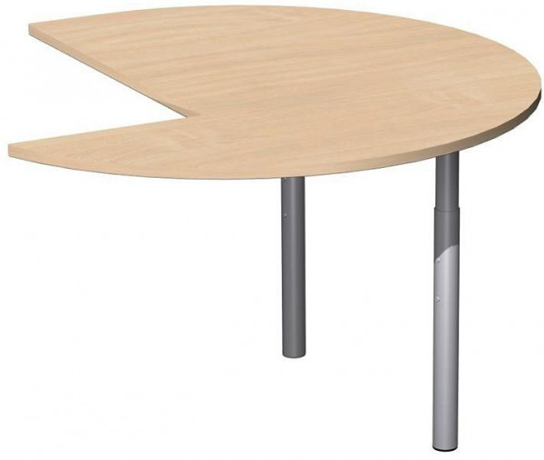 geramöbel påbyggnadsbord trekvartscirkel vänster med stödfötter, inkl länkmaterial, höjdjusterbar, 1200x1200x680-820, bok/silver, N-647011-BS