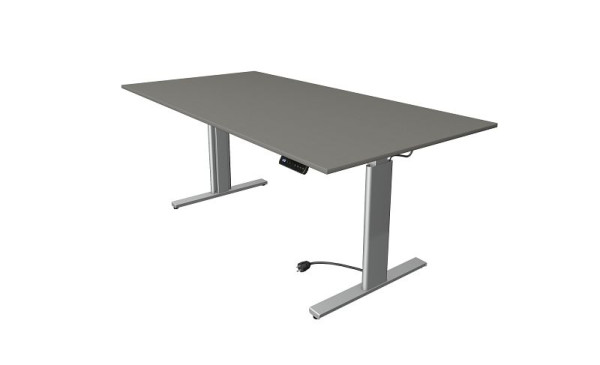 Kerkmann Move 3 sitt-/ståbord silver, B 2000 x D 1000 mm, elektriskt höjdjusterbar från 720-1200 mm, grafit, 10233812