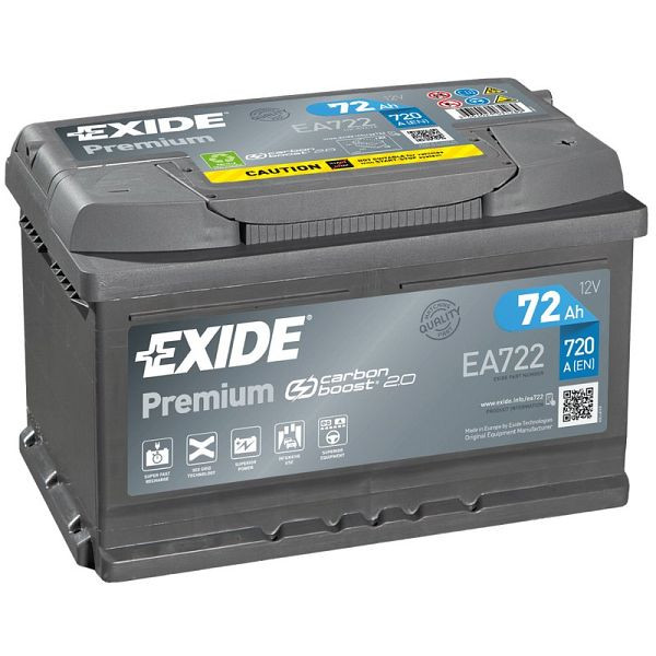 EXIDE Premium EA 722 Pb startbatteri, 101 009400 20