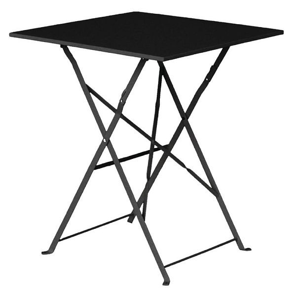 Bolero fyrkantigt fällbart uteplatsbord stål svart 60cm, GK989