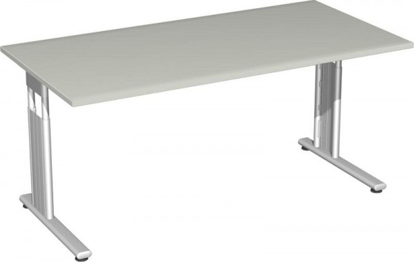 geramöbel skrivbord, höj- och sänkbart, C base flex, 1600x800x680-820, ljusgrå/silver, S-617103-LS