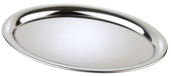 APS serveringsbricka -KAFFEEHAUS-, 19 x 15 cm, höjd: 1 cm, oval, rostfritt stål, högpolerad, för socker och grädde, 30115