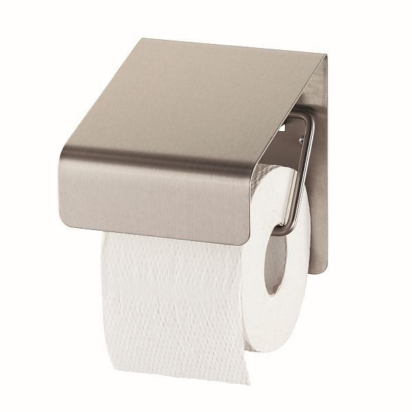 Air Wolf toalettpappershållare, Omicron II-serien, H x B x D: 150 x 130 x 130 mm, borstat rostfritt stål, 35-712