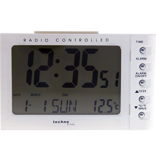 Technoline radiostyrd väckarklocka vit, radiostyrd klocka med manuellt inställningsalternativ, mått: 115 x 73 x 75 mm, WT 188 vit