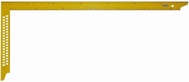 Vogel Germany snickarfyrkant, gul, med märkningshål, 700 x 300 mm, 521123