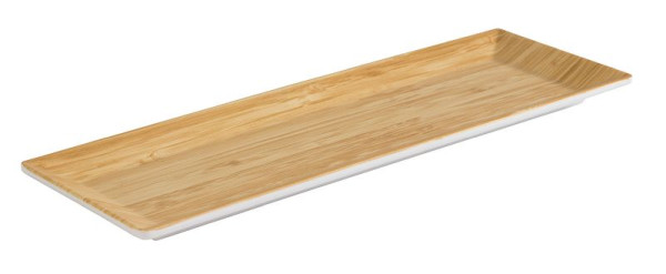 APS bricka -BAMBOO-, 31 x 10,5 cm, höjd: 2 cm, melamin, insida: bambu-look, utsida: vit, 84805