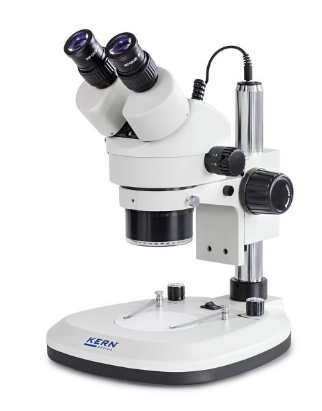 KERN Optics stereozoommikroskop med ringbelysning, Greenough 0,7 x - 4,5 x, kikare, Okular HWF 10x / Ø 20mm, OZL 465