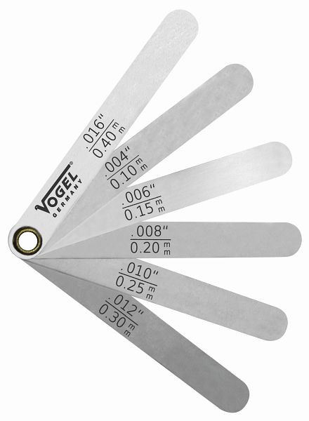 Vogel Germany ventilinställningsmätare set, individuellt i påse, 0,10 - 0,40 mm / .004 - .016 tum, 6 ark, 415106