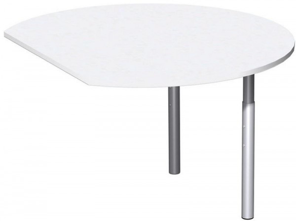 geramöbel påbyggnadsbord runt med stödfötter, inkl länkmaterial, höjdjusterbar, 1200x1047x680-820, vit/silver, N-647207-WS