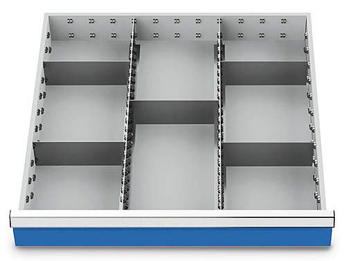 Bedrunka+Hirth lådinsatser T736 R 24-24, för panelhöjd 100/125 mm, 2 x MF 600 mm, 5 x TW 200 mm, 135BLH100