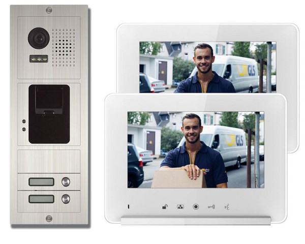 Anthell Electronics 2-familjs Fingerprint Color Video Intercom Set, med 2X 7" monitor, M2Z2-690S1-2