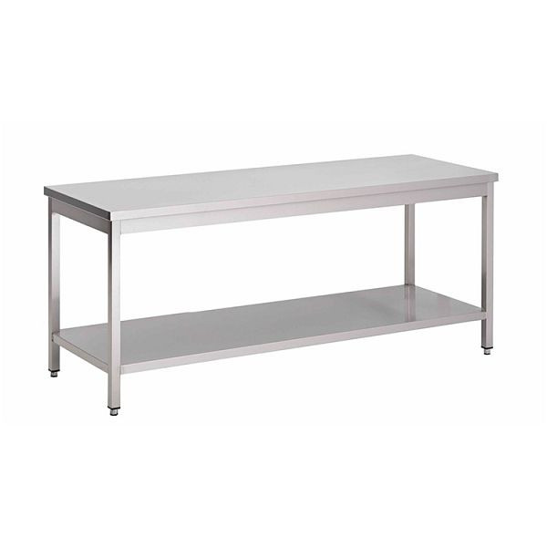 Gastro-Inox rostfritt stål AISI 430 arbetsbord med underhylla, 1800x700x850mm, förstärkt med 18mm tjock belagd spånskiva, 301.112