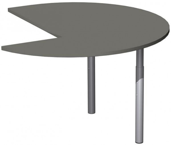 geramöbel påbyggnadsbord trekvartscirkel vänster med stödfötter, höj- och sänkbar, 1200x1200x680-820, grafit/silver, N-647011-GS