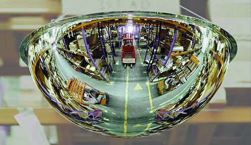 DENIOS panoramaspegel PS 360-13, gjord av akrylglas, 360°, för takmontering, 129-692