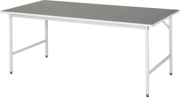 RAU Jerry serie arbetsbord (3030) - justerbart i höjdled, bänkskiva med linoleum/universal överdrag, 2000x800-850x1000 mm, 06-500L10-20.12