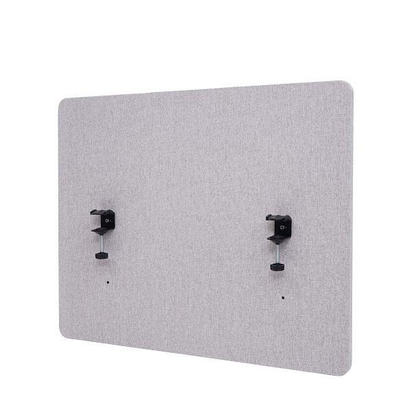 Mendler HWC-G75 akustisk bordsvägg, kontorsskyddsskärm, skrivbordsstift, dubbelväggigt tyg/textil, 60x75cm grå, 71940+71943