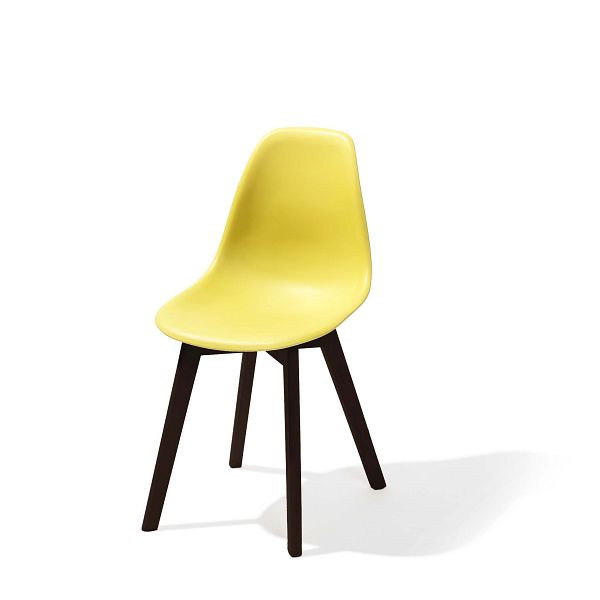 VEBA Keeve staplingsstol gul utan armstöd, ram i mörk björkträ och plastsits, 47 x 53 x 83 cm (BxDxH), 505FD01SY