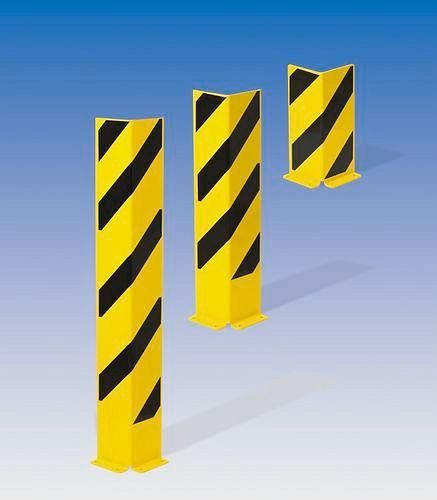 DENIOS kollisionsskyddsfäste av stål, L-profil, höjd 1200 mm, tjocklek 6 mm, gul/svart, 180-223