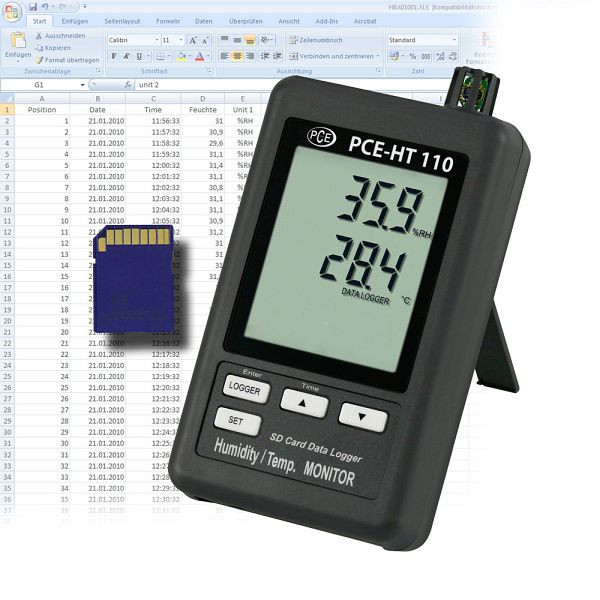 PCE Instruments temperatur/fuktighetsdatalogger, PCE-HT110