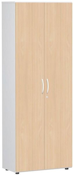 geramöbel dörrskåp med fötter, inkl dörrspjäll, låsbar, 800x420x2160, bok/vit, S-386100-BW