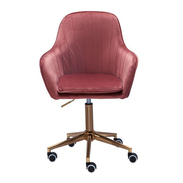 Amstyle skrivbordsstol sammetsrosa, med ryggstöd, höjdjusterbar upp till 120 kg, med hjul, svängbar, SPM1.431