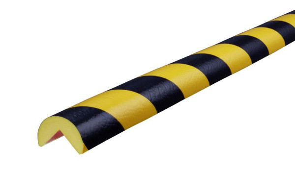 Knuffi hörnskydd, varnings- och skyddsprofil typ A, gul/svart, 1 meter, PA-10010