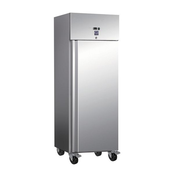 Gastro-Inox rostfritt stål 600 liter kylskåp statisk kylning med fläkt, nettovolym 537 liter, 201 002