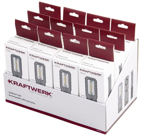 Kraftwerk LED-handlampa COMPACT 500, laddningsbar display 12 delar, 701.000.100