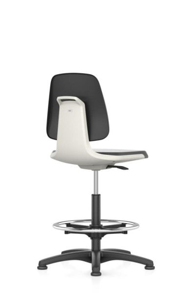 bimos Labsit arbetsstol med glid, sits H.520-770 mm, konstläder, vitt sittskal, 9121-MG01-3403