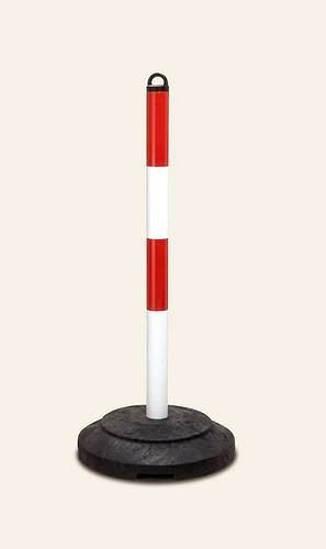 DENIOS varningsställ för tunga kedjor, röd/vit, återvunnen fot, H 1000 mm, 180-253