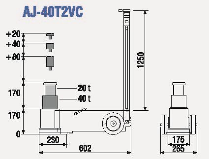 TDL 2 Stage Air Hydraulic Jack Höjd 17cm AJ-40T2VC