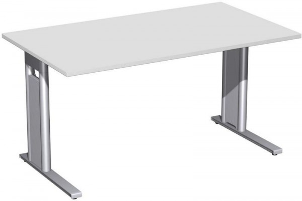 geramöbel skrivbord, fast, C fotpanel tillval, 1400x800x720, ljusgrå/silver, N-648145-LS
