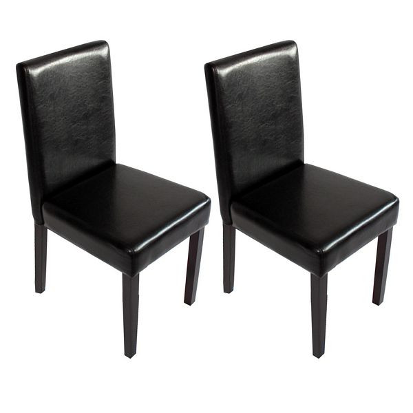 Mendler set med 2 matstolar stol köksstol Littau, konstläder, svart, mörka ben, 9818