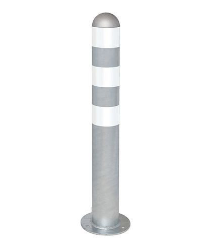 DENIOS laddstolpe stötskyddspollare av stål, H 800 mm, ringar vita, för dowell, 280-368